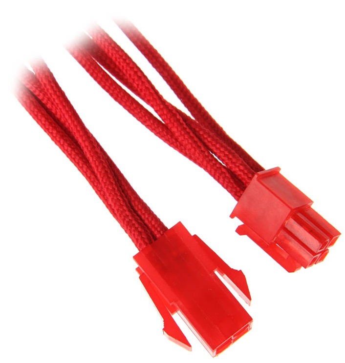 BitFenix 4-pin ATX extenso 45cm sleeved red 1